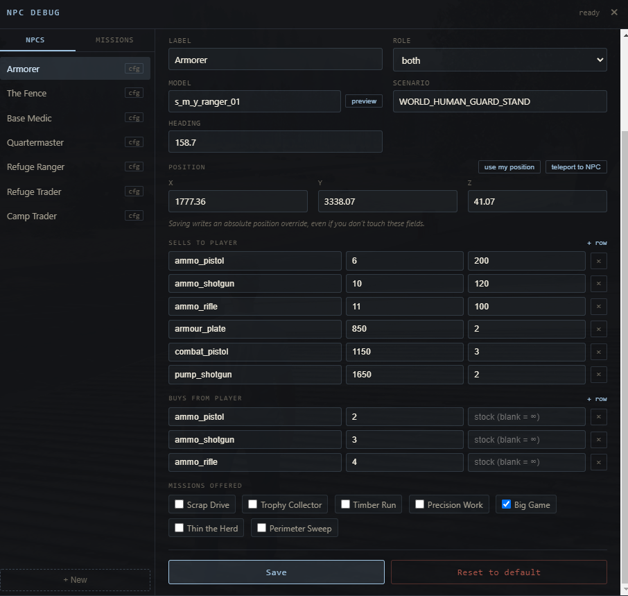 NPC and mission editor
